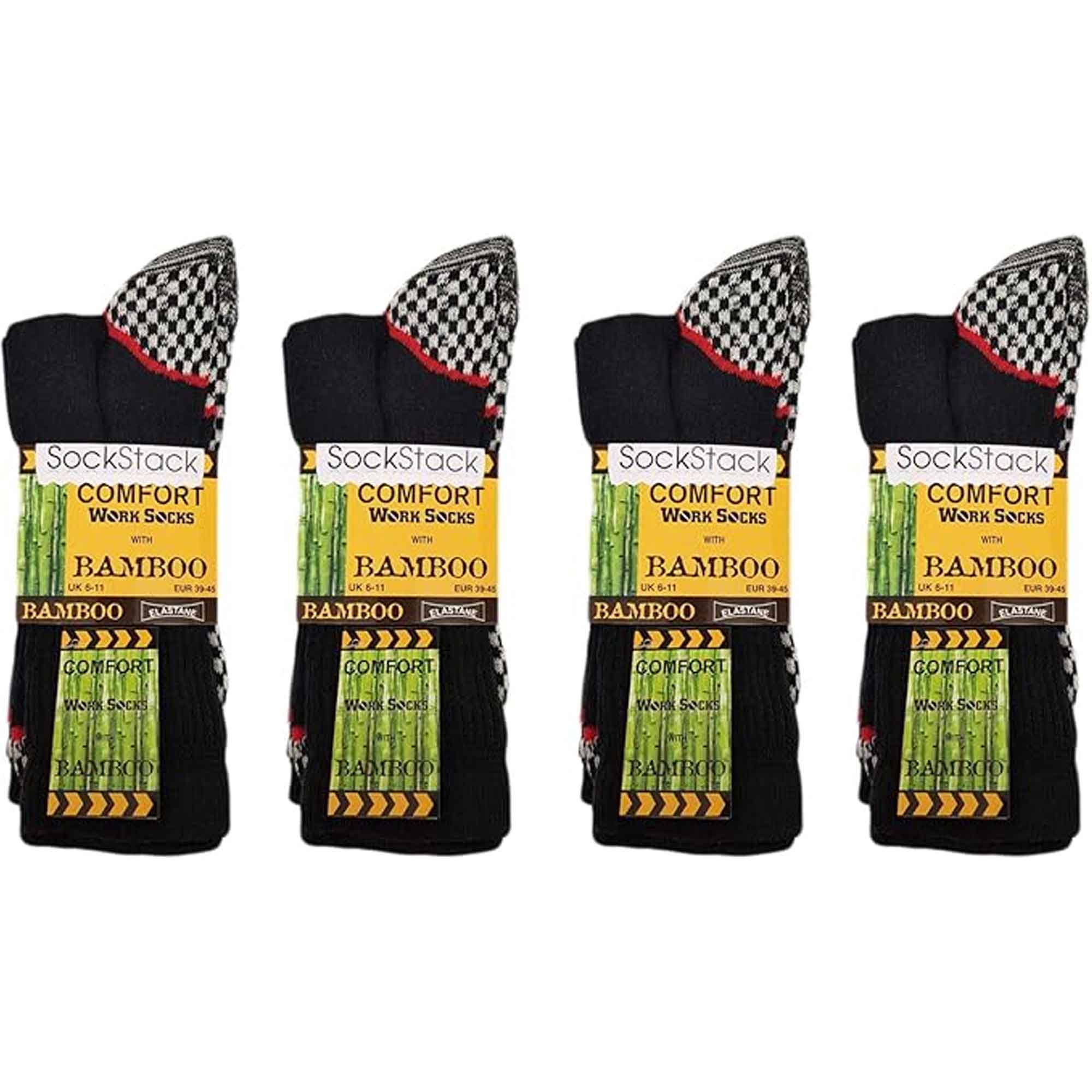 Sock Stack Men's Bamboo Work Socks 6 Pairs Moisture-Wicking Cushioned Reinforced Heel Toe