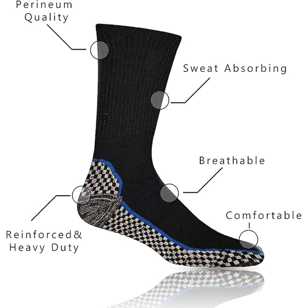 Sock Stack Men's Bamboo Work Socks 6 Pairs Moisture-Wicking Cushioned Reinforced Heel Toe