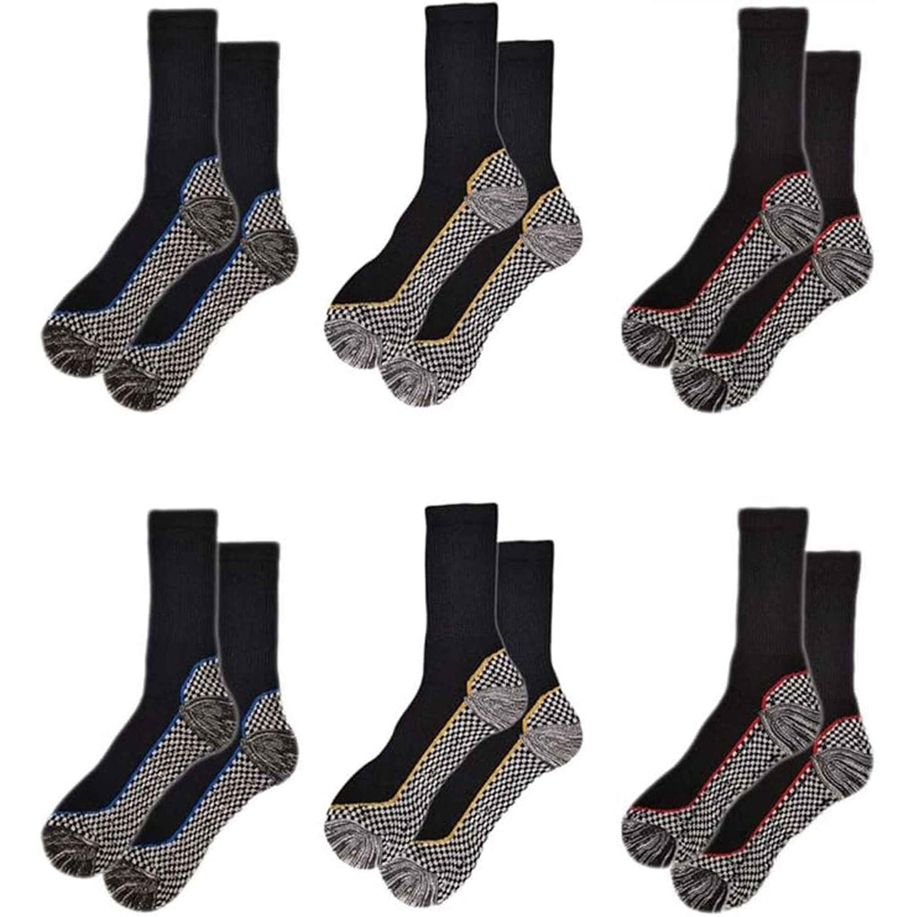 Sock Stack Men's Bamboo Work Socks 6 Pairs Moisture-Wicking Cushioned Reinforced Heel Toe