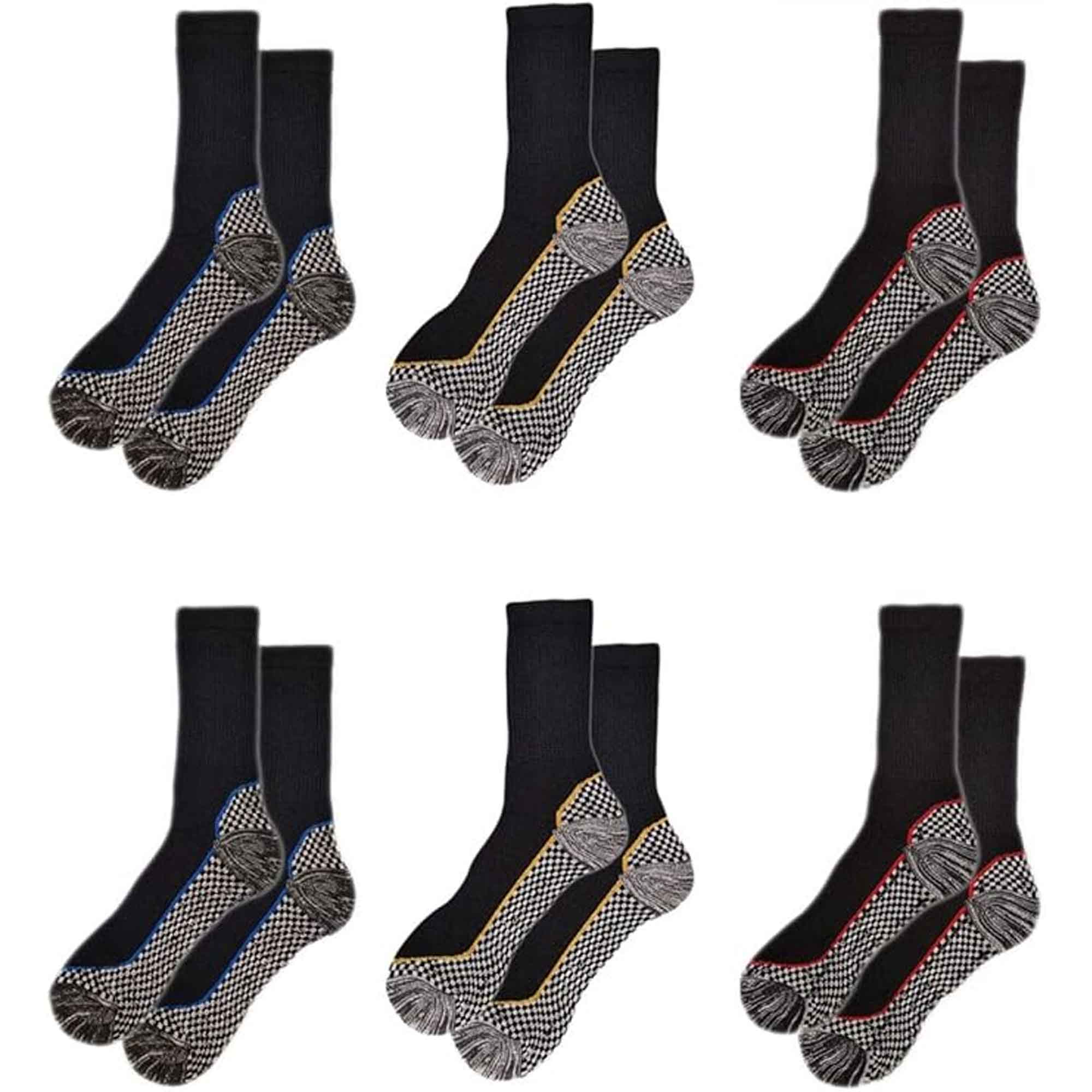 Sock Stack Men's Bamboo Work Socks 6 Pairs Moisture-Wicking Cushioned Reinforced Heel Toe