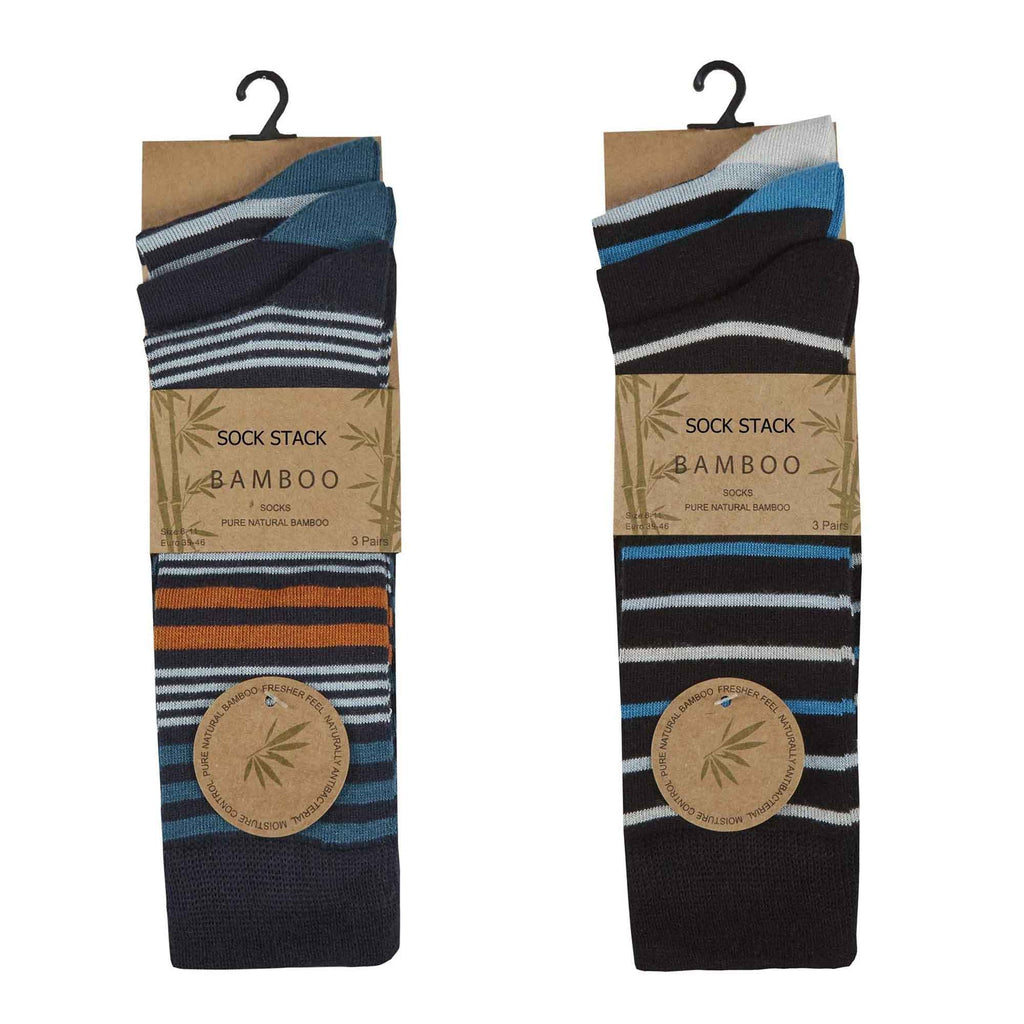 Sock Stack Men's Bamboo Argyle Stripe Socks 6 Pairs Breathable Moisture-Wicking Anti-Odor