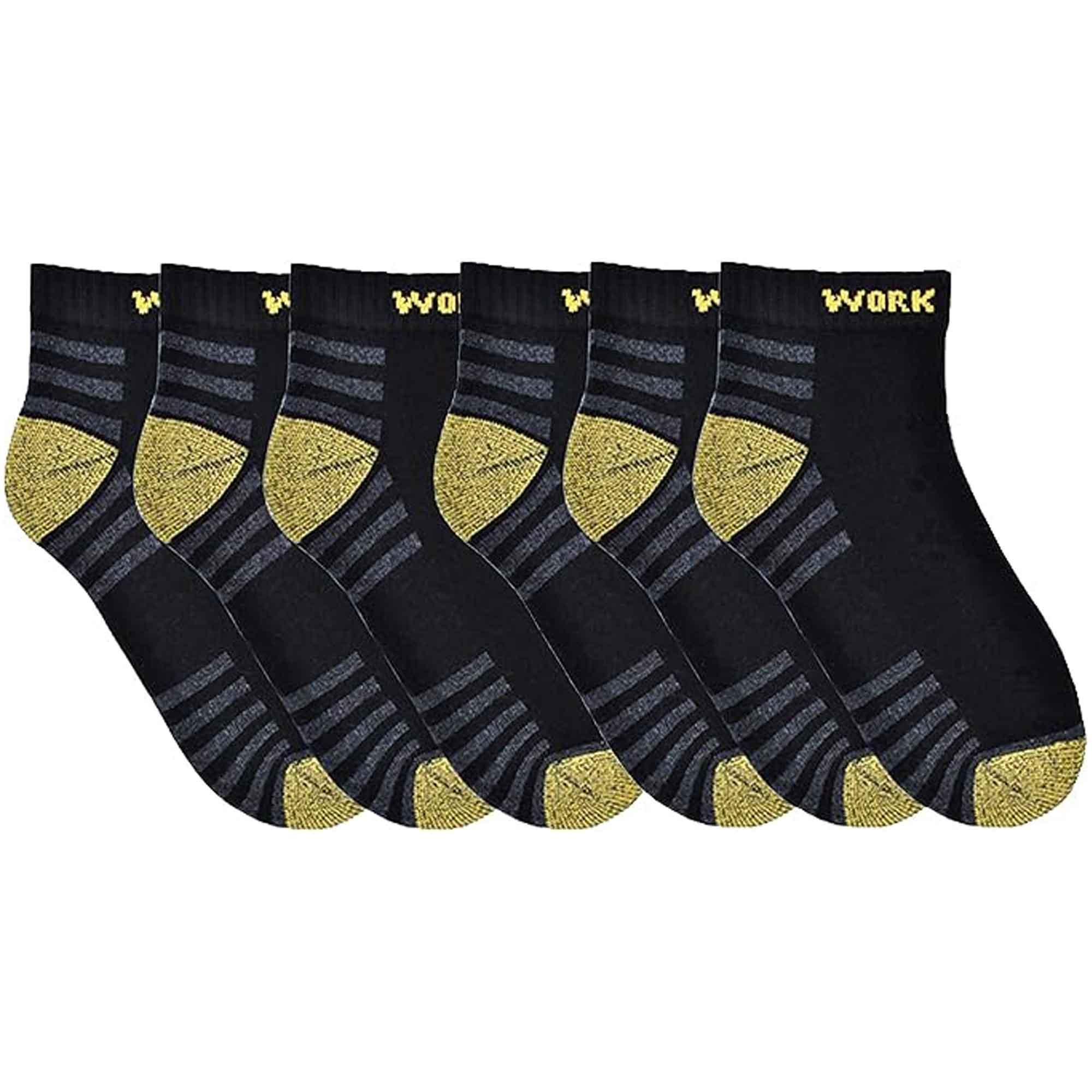 Sock Stack Mens Crew Work Boot Socks 6 Pairs Reinforced Heel Toe Cotton Mix UK 6-11