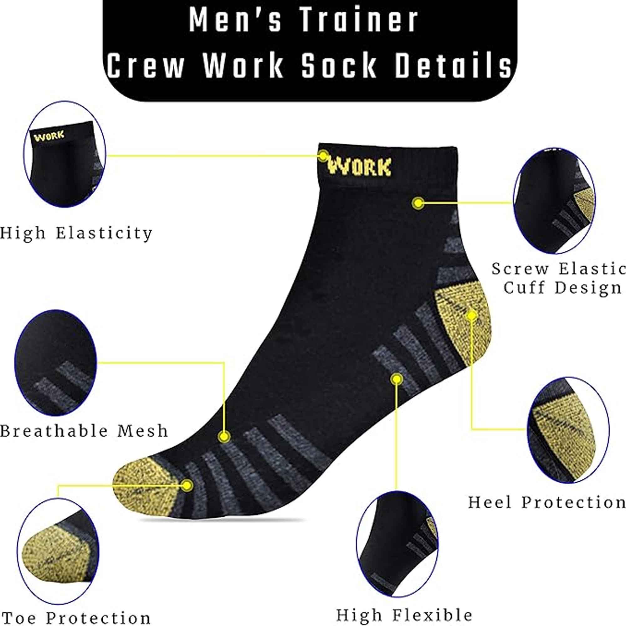 Sock Stack Mens Crew Work Boot Socks 6 Pairs Reinforced Heel Toe Cotton Mix UK 6-11