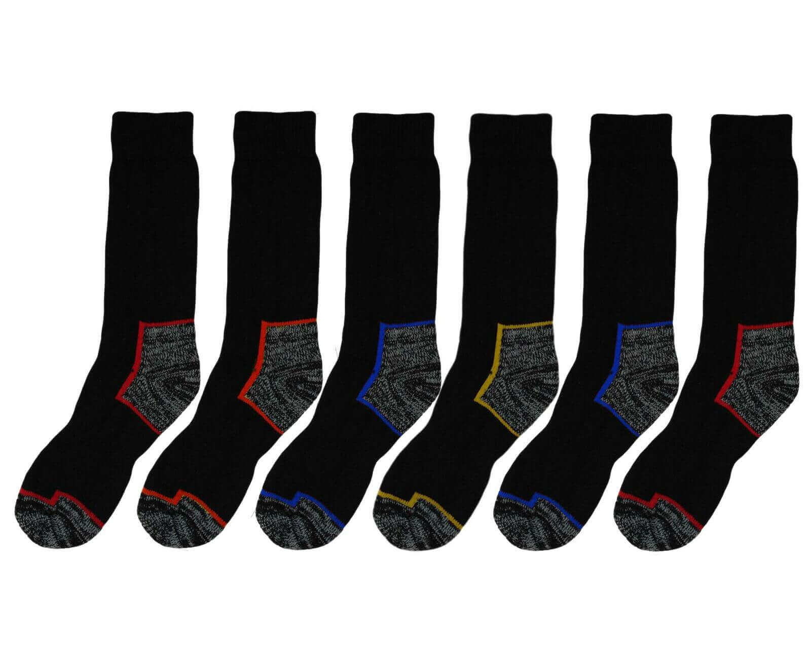 Sock Stack Men's Heavy Duty Steel Toe Boot Socks 6 Pairs Reinforced Heel And Toe