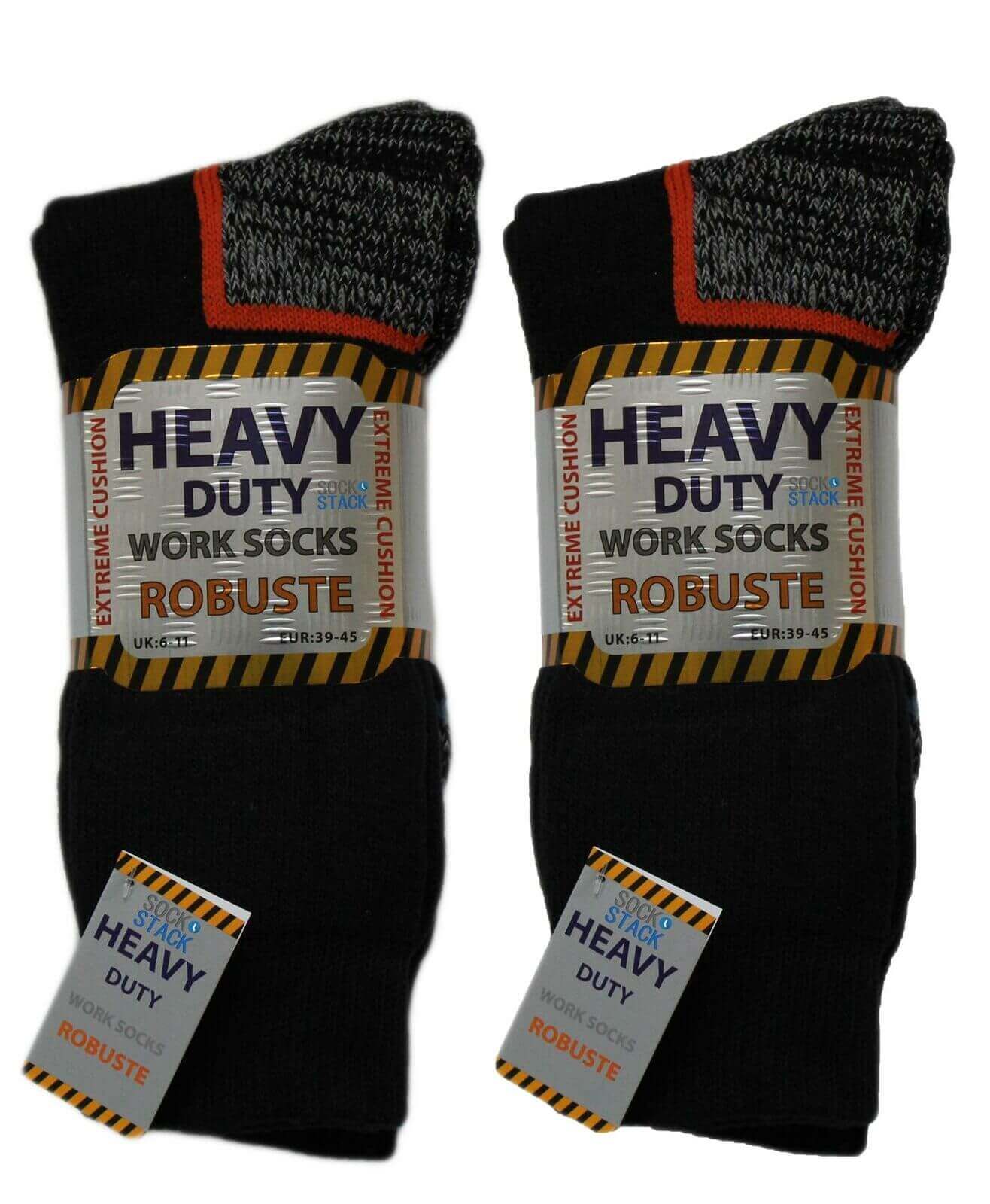 Sock Stack Men's Heavy Duty Steel Toe Boot Socks 6 Pairs Reinforced Heel And Toe