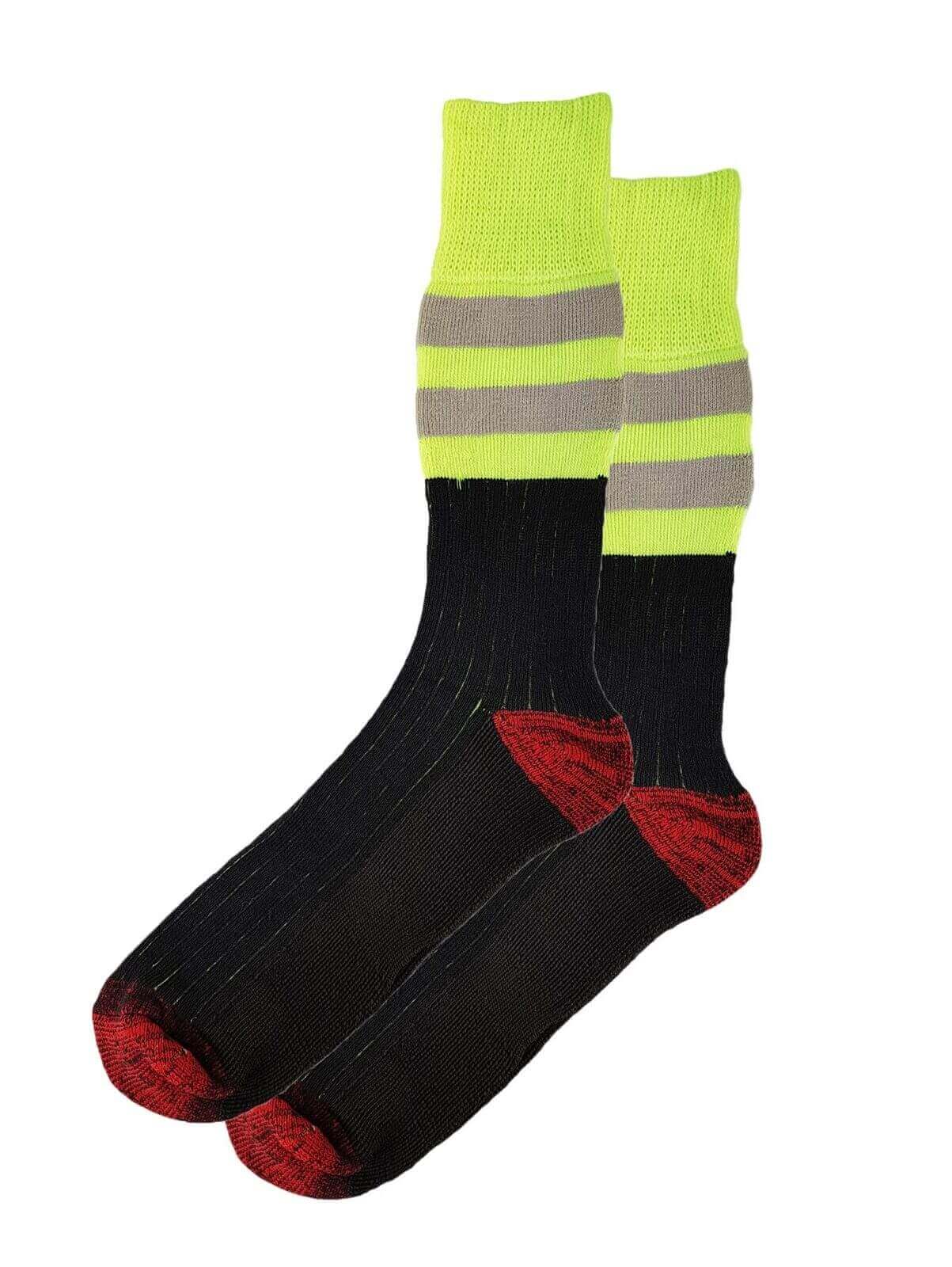 Sock Stack 6 Pairs Mens Hi Vis Work Socks With Reinforced Heel And Toe Cushioned Support