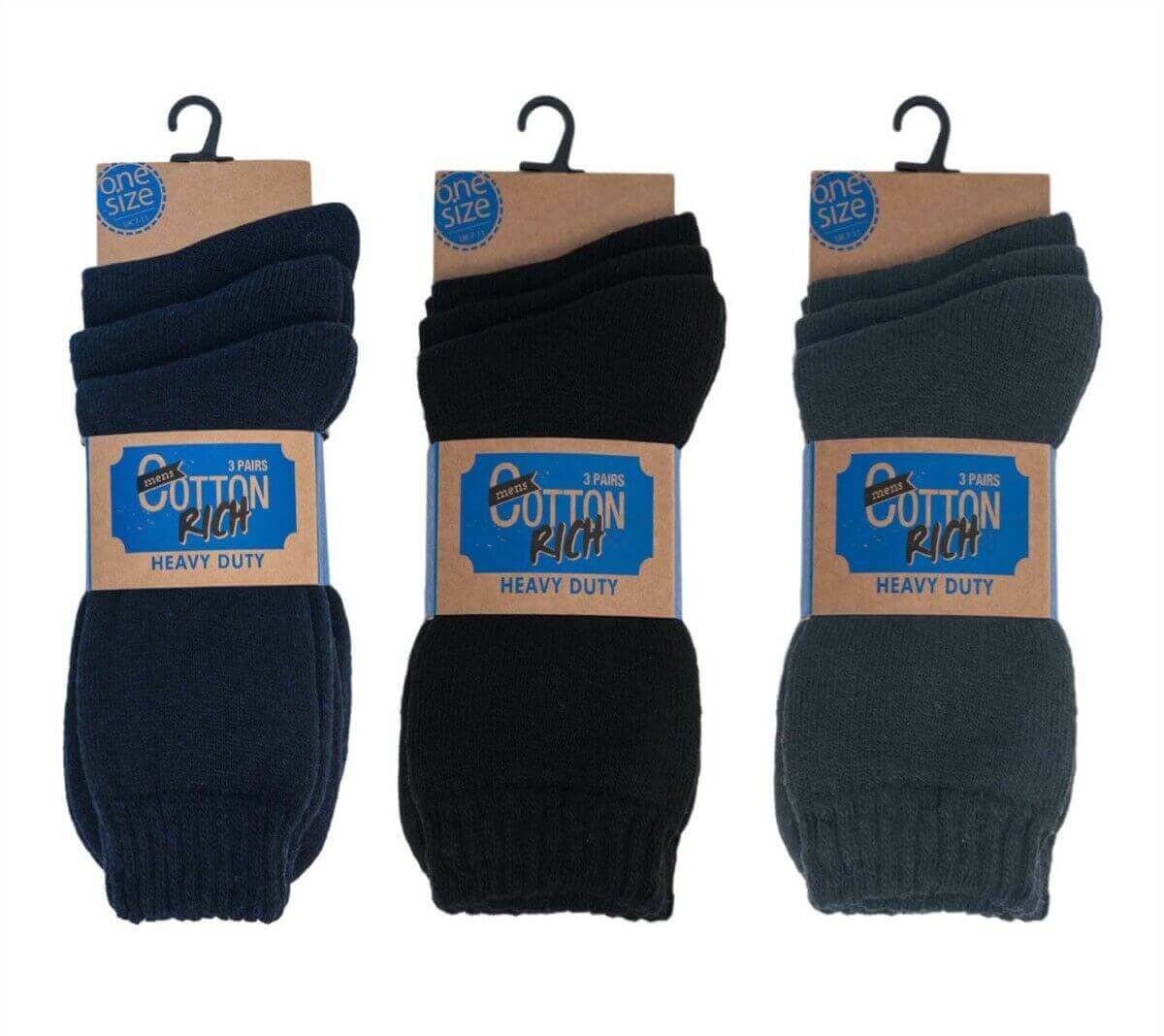 Sock Stack Mens Boot Socks 6 Pack Heavy Duty Cotton Rich Thick Cushioned Reinforced Heel