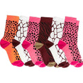 Sock Stack 6 Pack Women's Cotton Rich Animal Print Boot Socks With Reinforced Heel UK 4-7