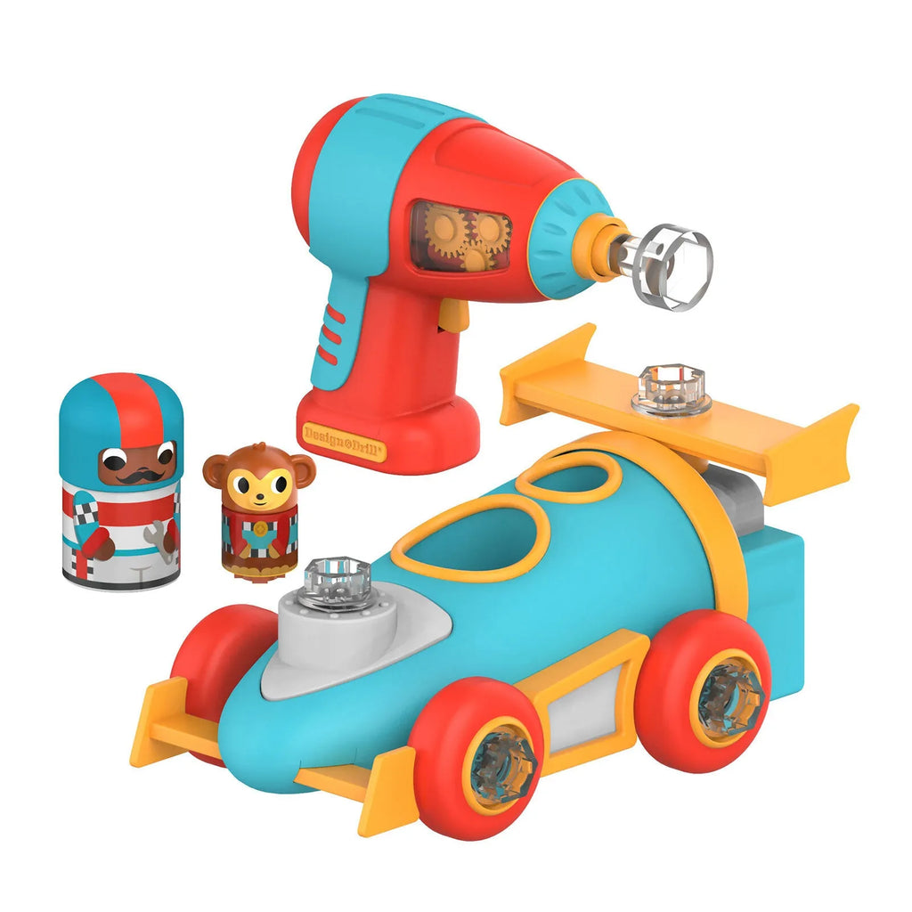 Design & Drill Bolt Buddies Police Rescue Race Car