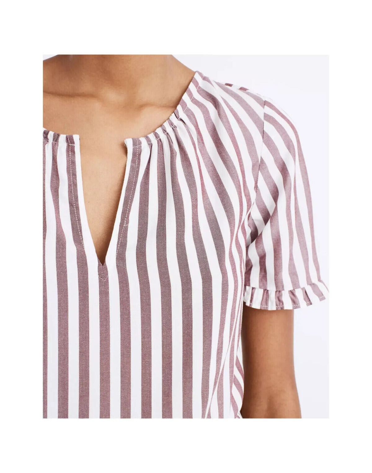 MADEWELL Stanza Ruffle Hem Top in Stripe Top