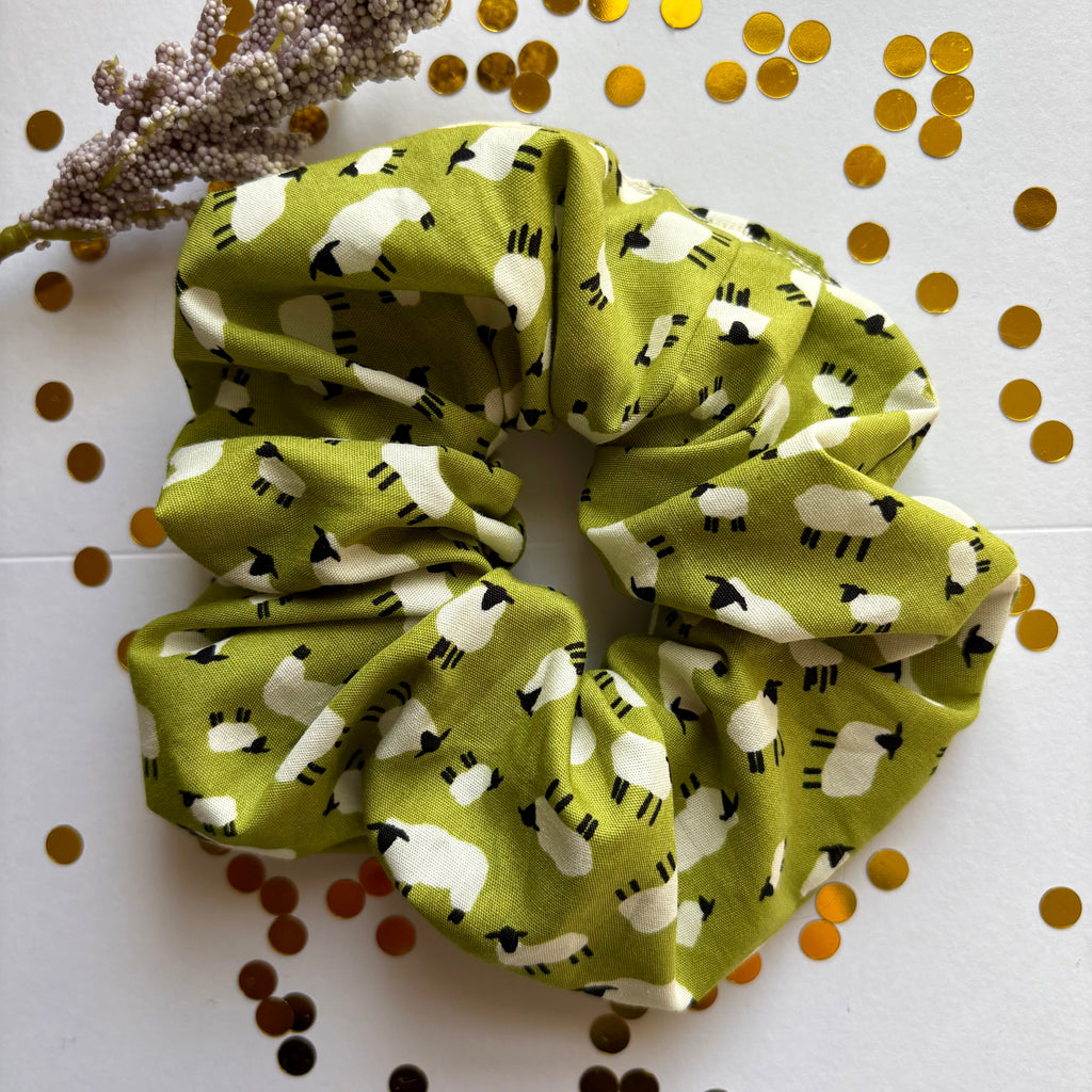 Green sheep scrunchie