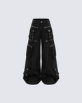 KIIKIO Utility Zipper Cargo Wide-Leg Pants