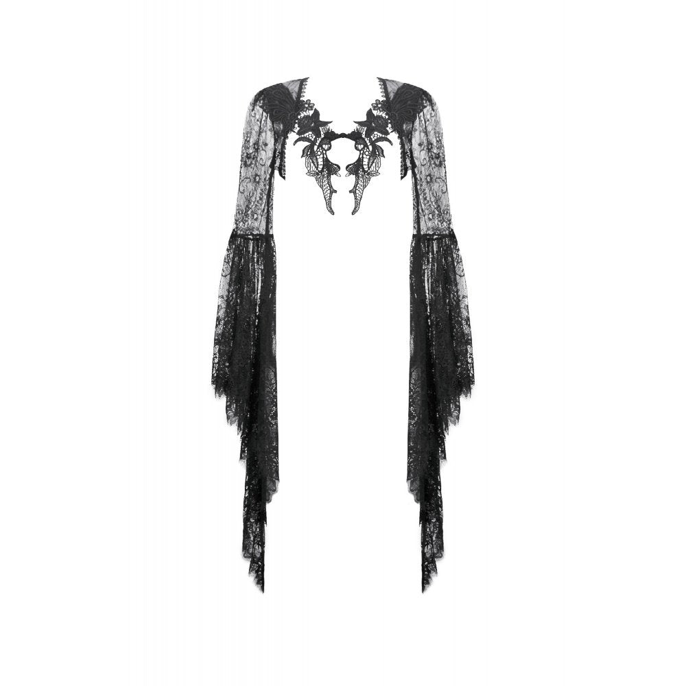 Dark In Love Gothic Deep-V Lace Bell Sleeve Cape