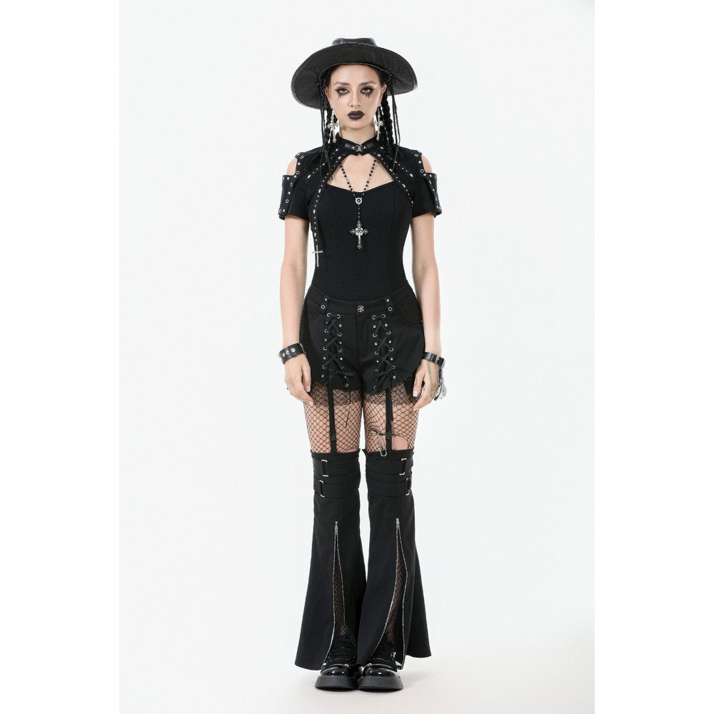 Dark in Love Seraphine Lace Off-Shoulder Goth Top in Black