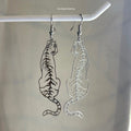 Big stainless steel silver tiger dangle earrings