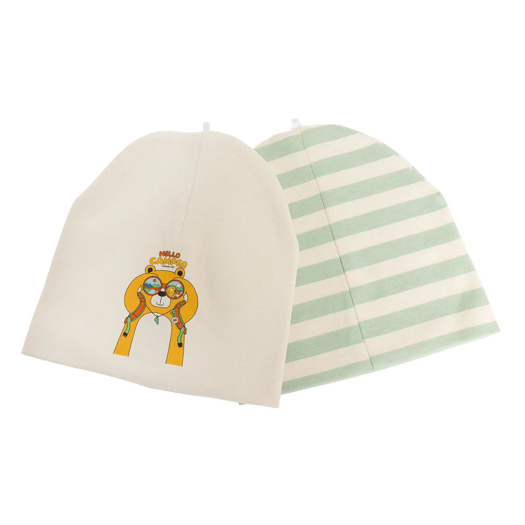 Little Plane Hello Camper Slogan 2 Pack Knitted Baby Beanies (12 Months to 3 Years)