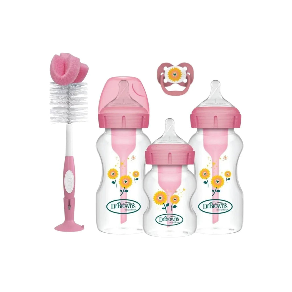 Dr. Brown's Natural Flow Options+ Anti-Colic Baby Bottle Gift Set - Pink