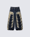 Distressed Layered Cargo Pants With Lacing