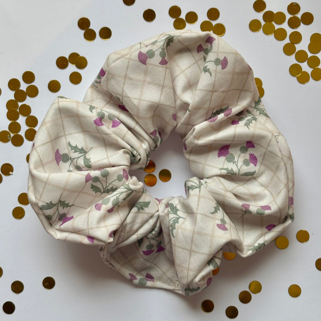 Cream Scottish thistle scrunchie