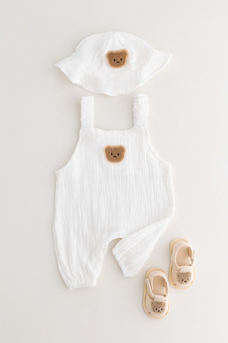 The Bear Set Hat & Romper White