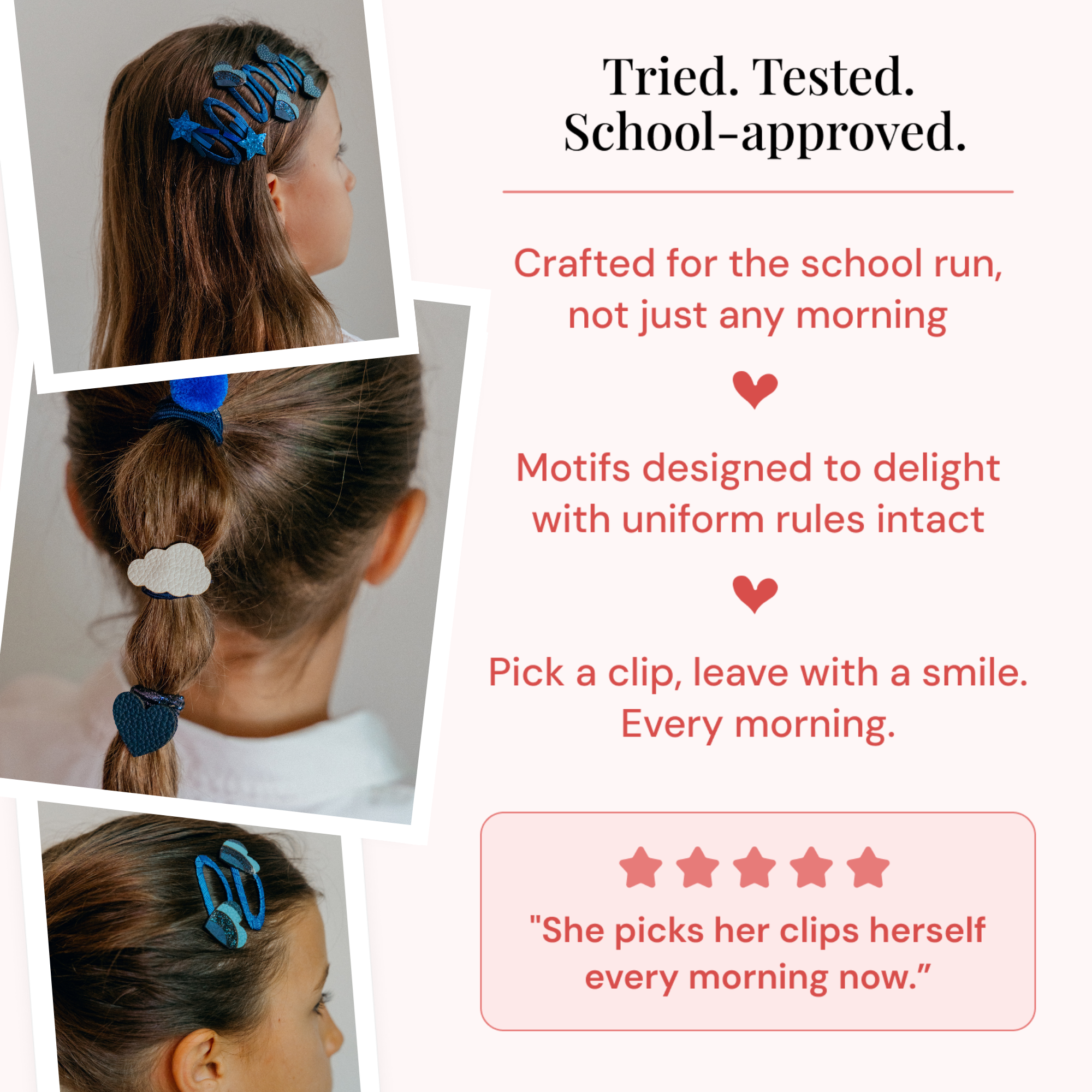 Navy Blue School Hair Clips & Bobble Hair Ties | The Essential Set