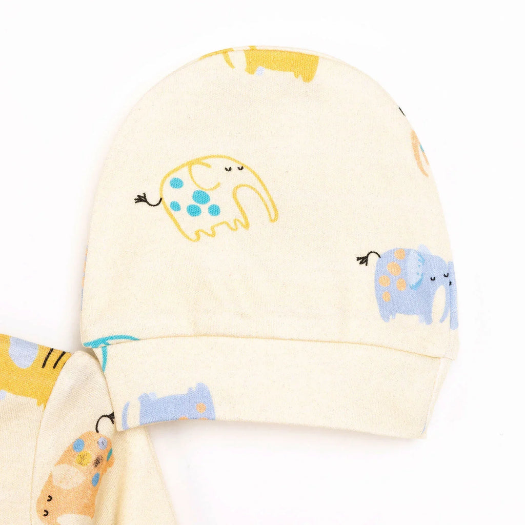 HelloBaby Elephant Print Footed Baby Sleepsuit & Hat Set (Newborn to 9 Months)