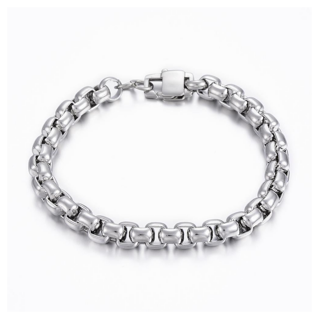 Mens Silver Box Chain Bracelet