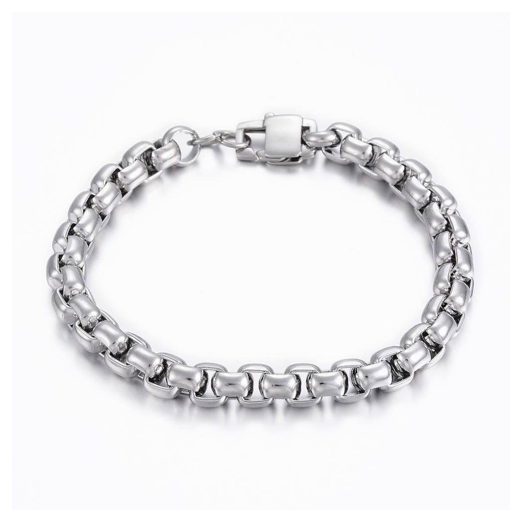 Mens Silver Box Chain Bracelet