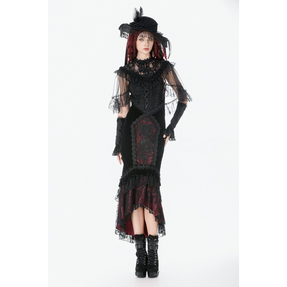 Dark in Love Gothic Elegant Velvet Mermaid Skirt