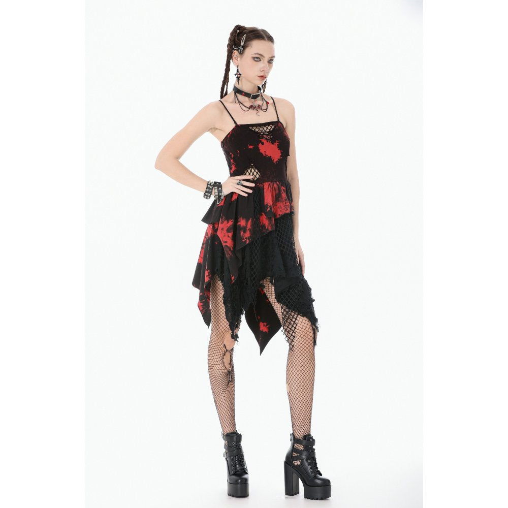 Dark in Love Red-Black Tie Dye Punk Dress