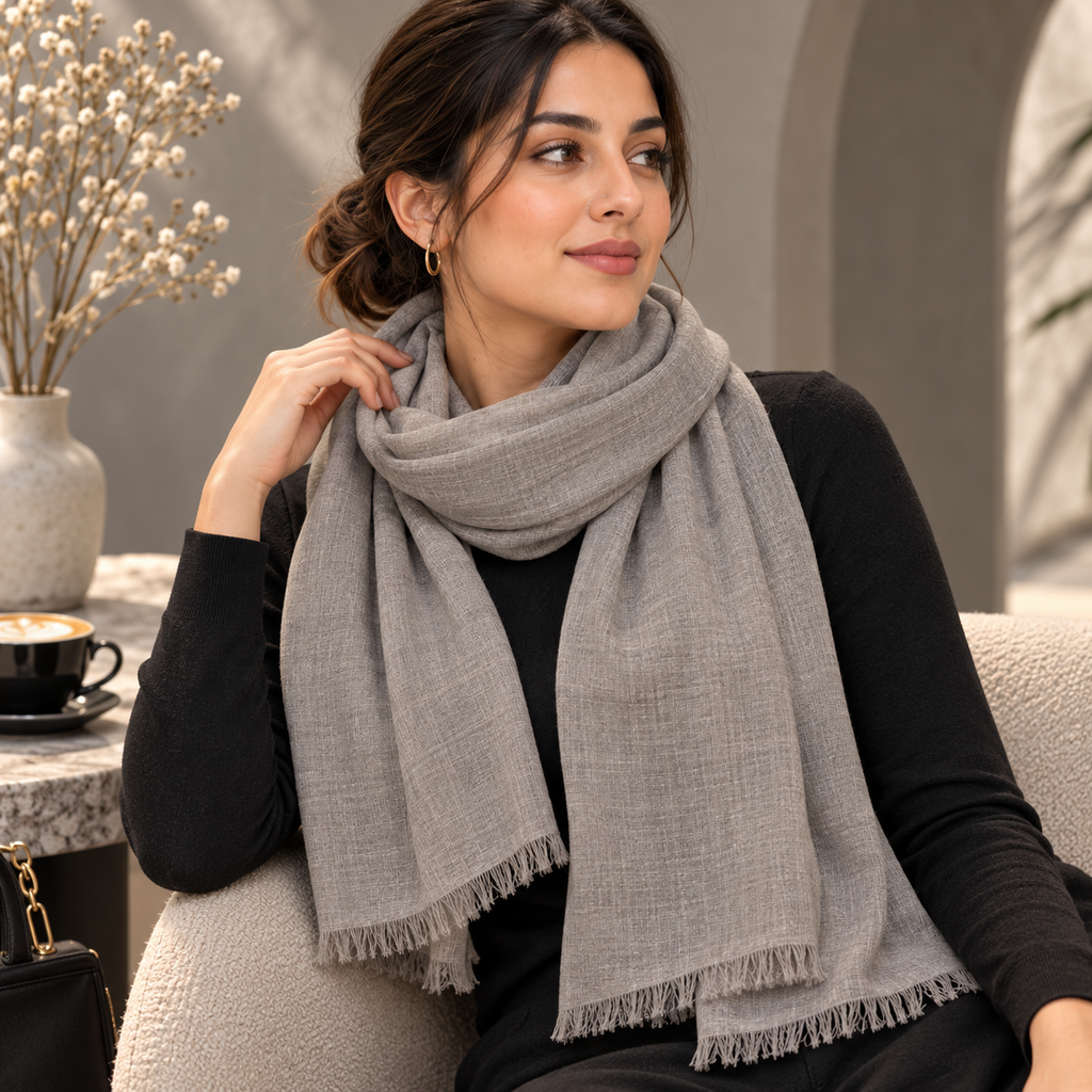 Taupe Grey Cotton Scarf – Soft, Comfortable Everyday Essential