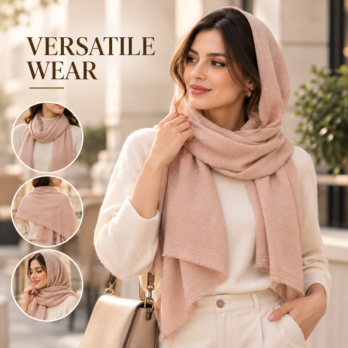 Peach Nude Cotton Scarf – Soft, Comfortable Everyday Essential