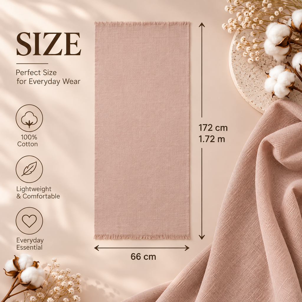 Premium Dusty Pink Cotton Scarf – Soft & Comfortable Everyday Essential Wrap