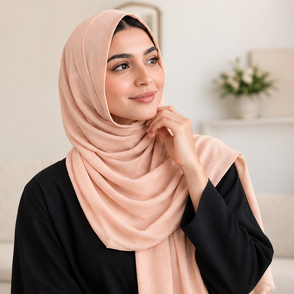 Premium Jersey Scarf Soft Stretchy Lightweight Hijab Wrap Headscarf Peach Pink