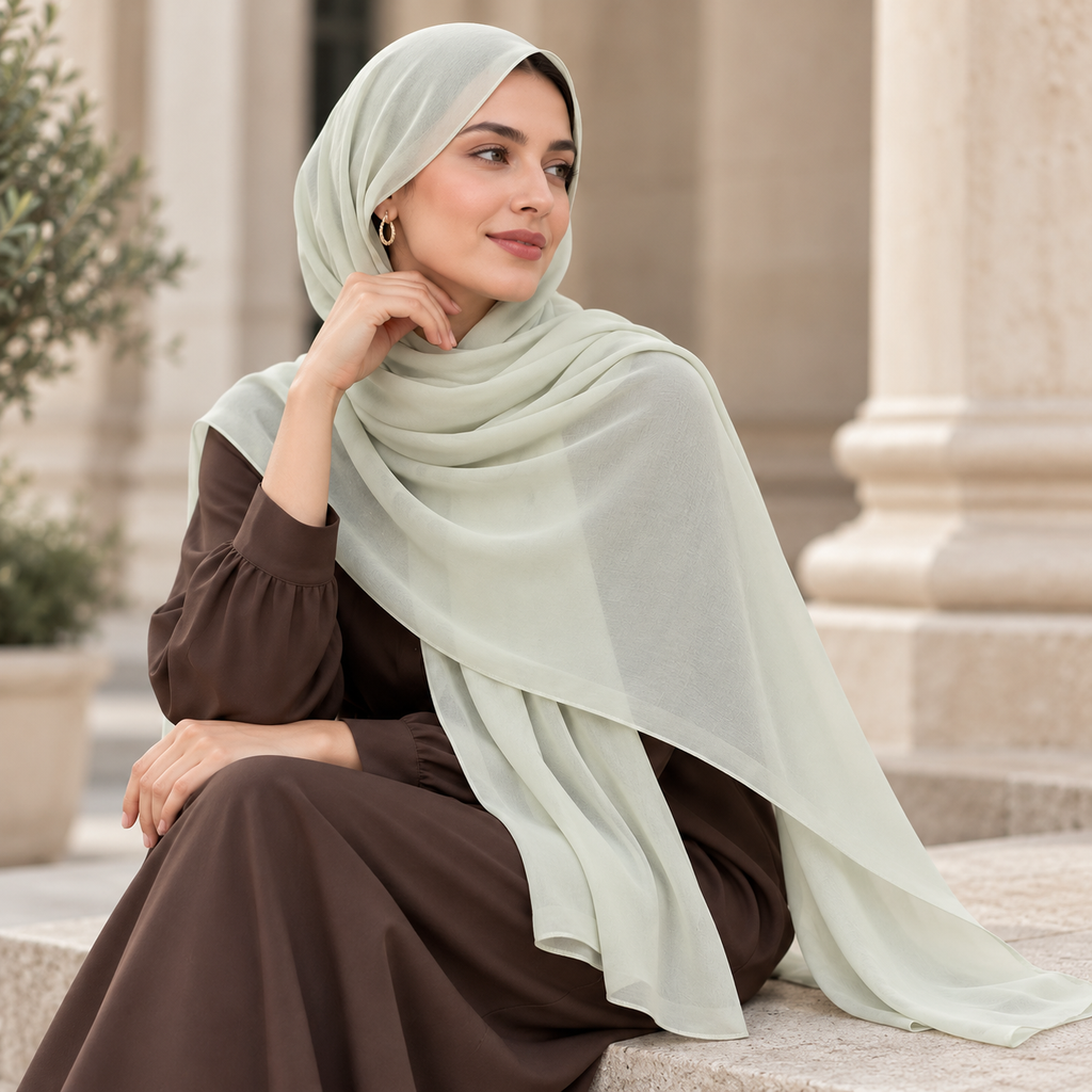 Premium Georgette Scarf Soft Hijab Lightweight Elegant Shawl Wrap Plain