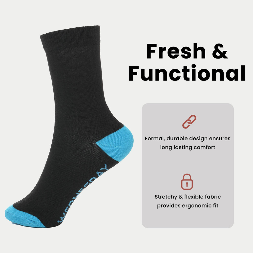Sock Stack Days Of The Week Socks 7 Pack Cotton Rich Black With Multi colour Heel And Toe