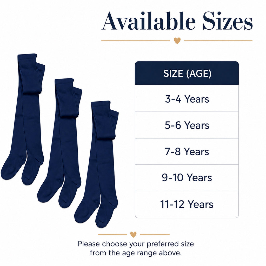 Sock Stack Girls Cotton Lycra Tights 3 Pairs Cotton Rich Back To School Uniform Reinforced Heel Toe Multipack Value
