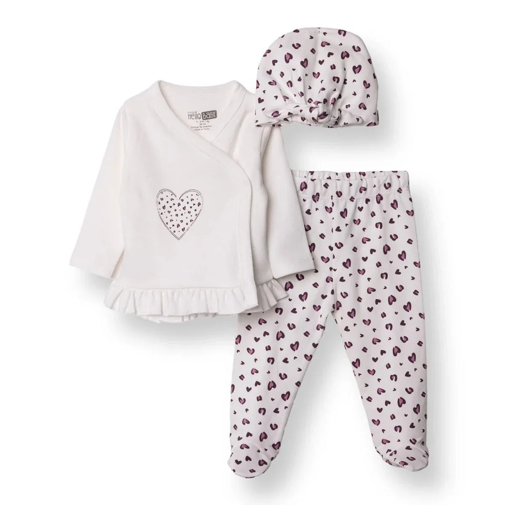 HelloBaby Newborn Body-Hat-Footed Bottom - Ecru