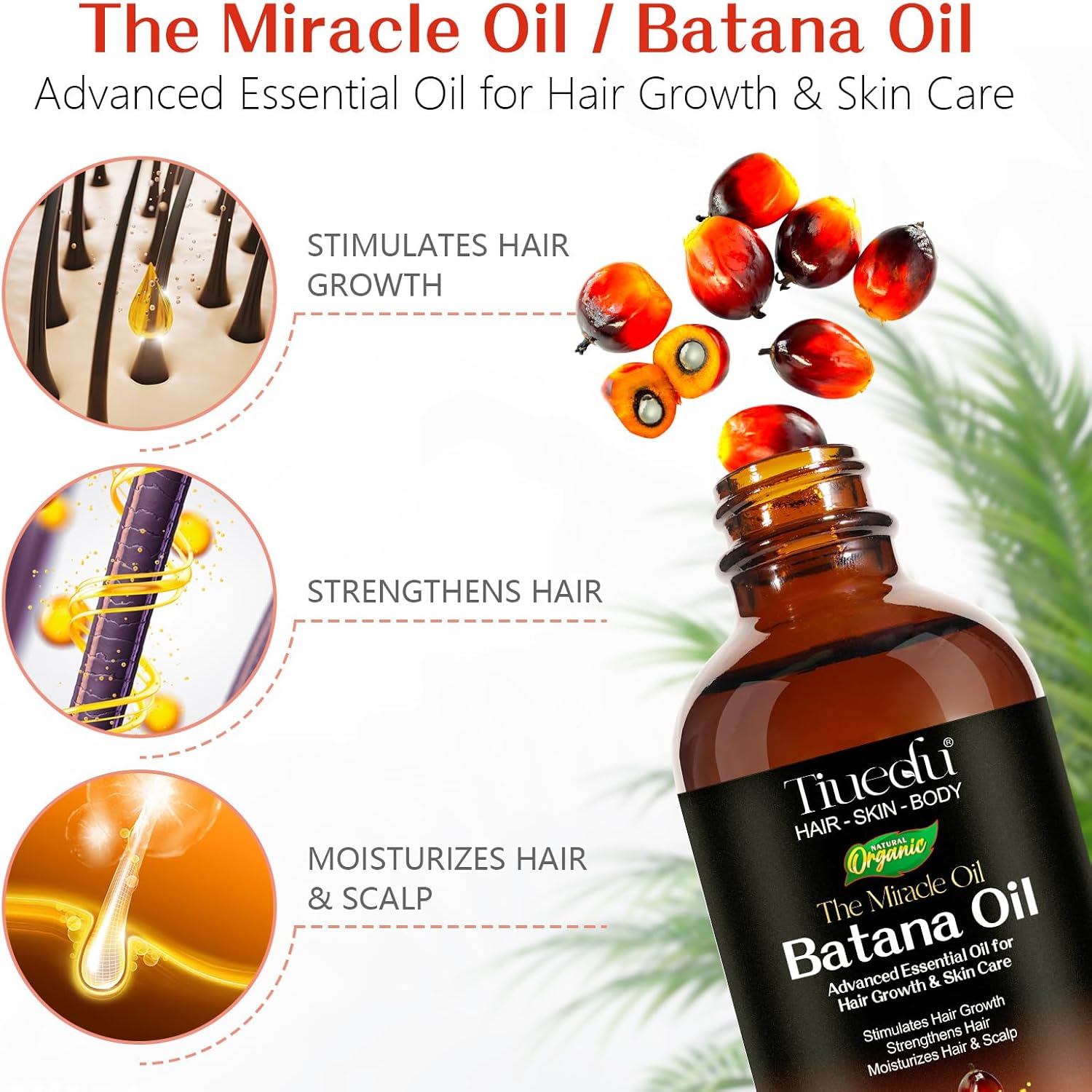 Tiuedu The Miracle Oil Batana Oil Hair Growth & Repair for Stronger, Shinier Hair 60 ml / 2.03 oz
