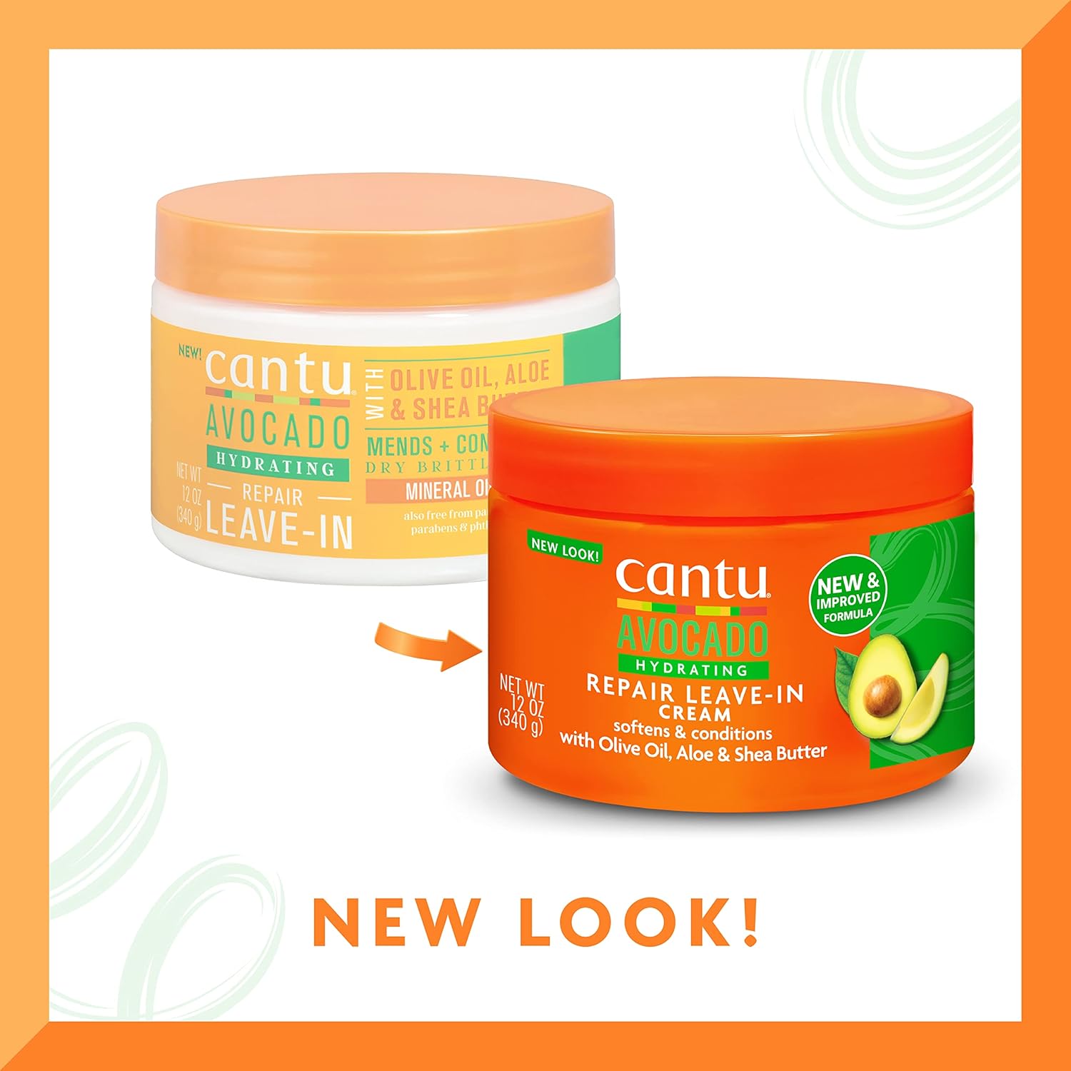 Cantu Avocado Leave-In Cream 12 oz / 340 gm - For Damaged, Dry & Curly Hair