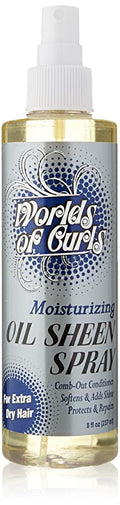 Worlds of Curls Oil Sheen Spray, Intensive Moisture & Shine for Extra Dry Curly & Coily Hair, 12 fl oz