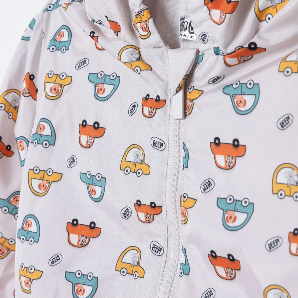 HelloBaby Hooded Baby Raincoat (9-12 Months to 4-5 Years) - Ecru Printed
