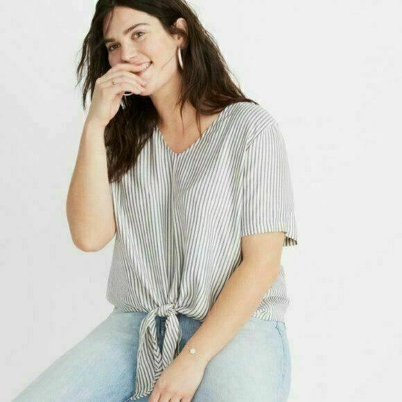 MADEWELL Novel Tie-Front Top in Stripe Top