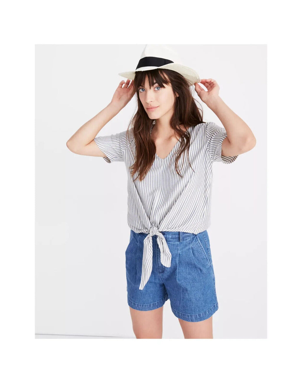 MADEWELL Novel Tie-Front Top in Stripe Top