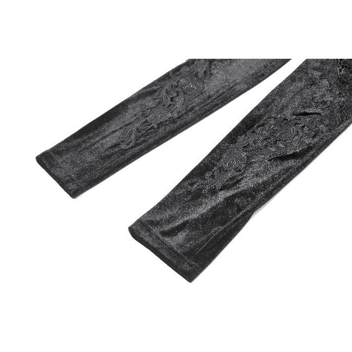 Dark in Love Gothic Velvet Mesh Patchwork Leggings