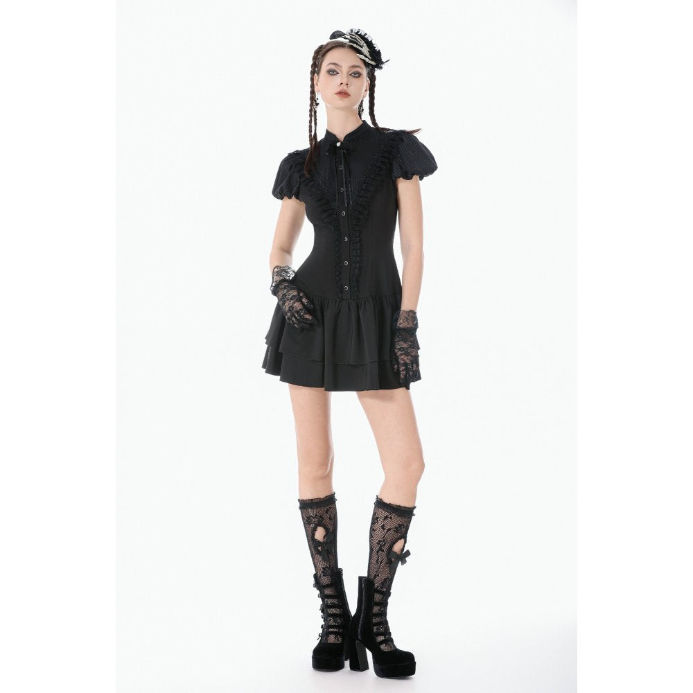 Dark in Love Lolita Bow-Trim Lace Dress