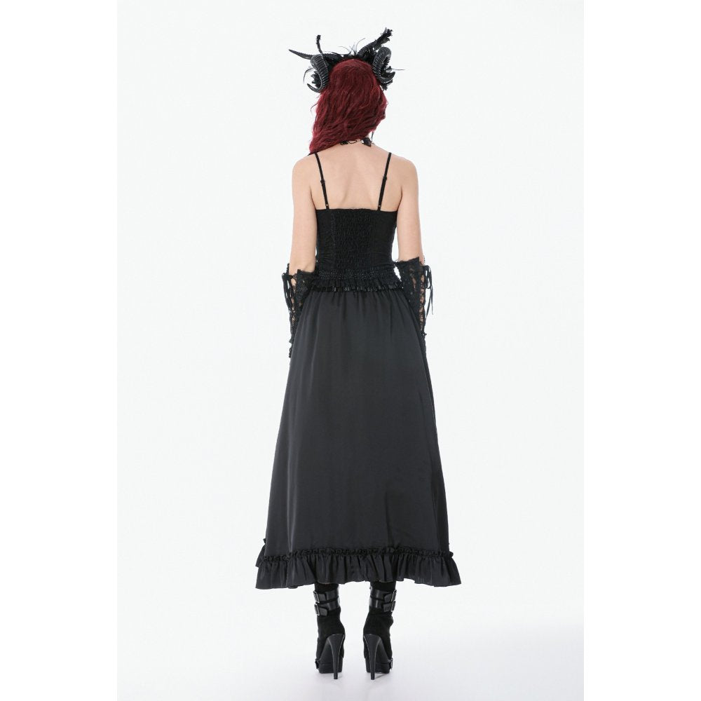 Dark in Love Black Lace Court Lace-Up Camisole
