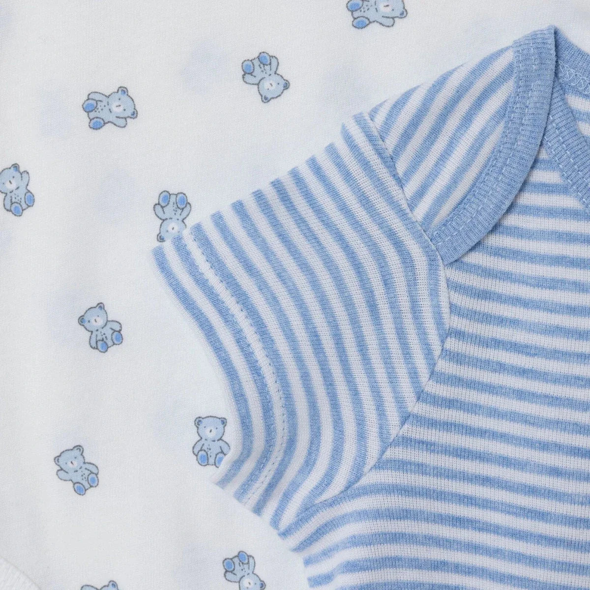 HelloBaby Boys 2-Pack Short Sleeve Bodysuits Striped with Poppers Envelope Neck Short Sleeve - Light Blue