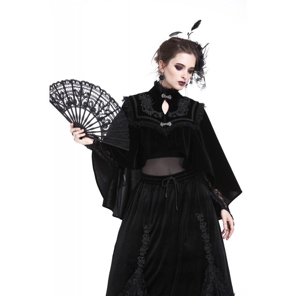 Dark in Love Gothic Elegance Black Lace Fan - Victorian-Inspired Accessory