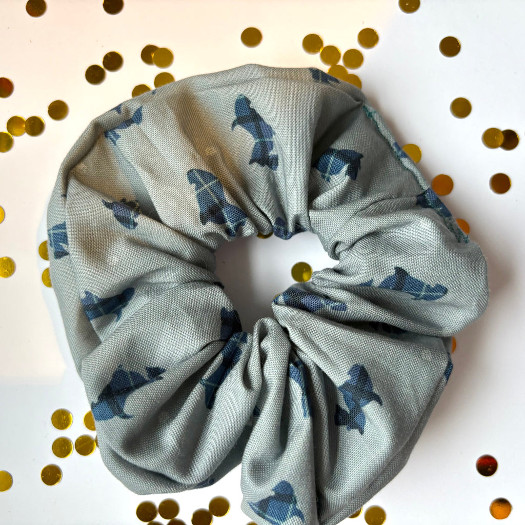 Handmade large Blue Scottie Dog scrunchie